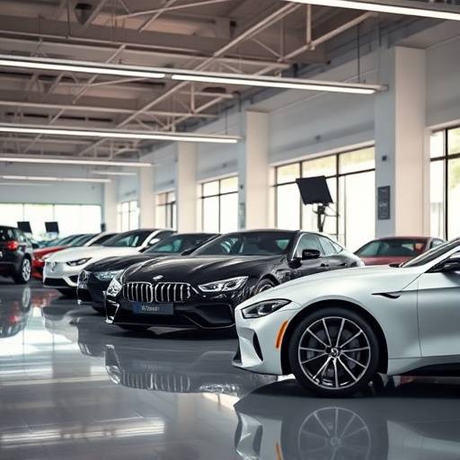 A luxury car being appraised at a Bella Machina service center